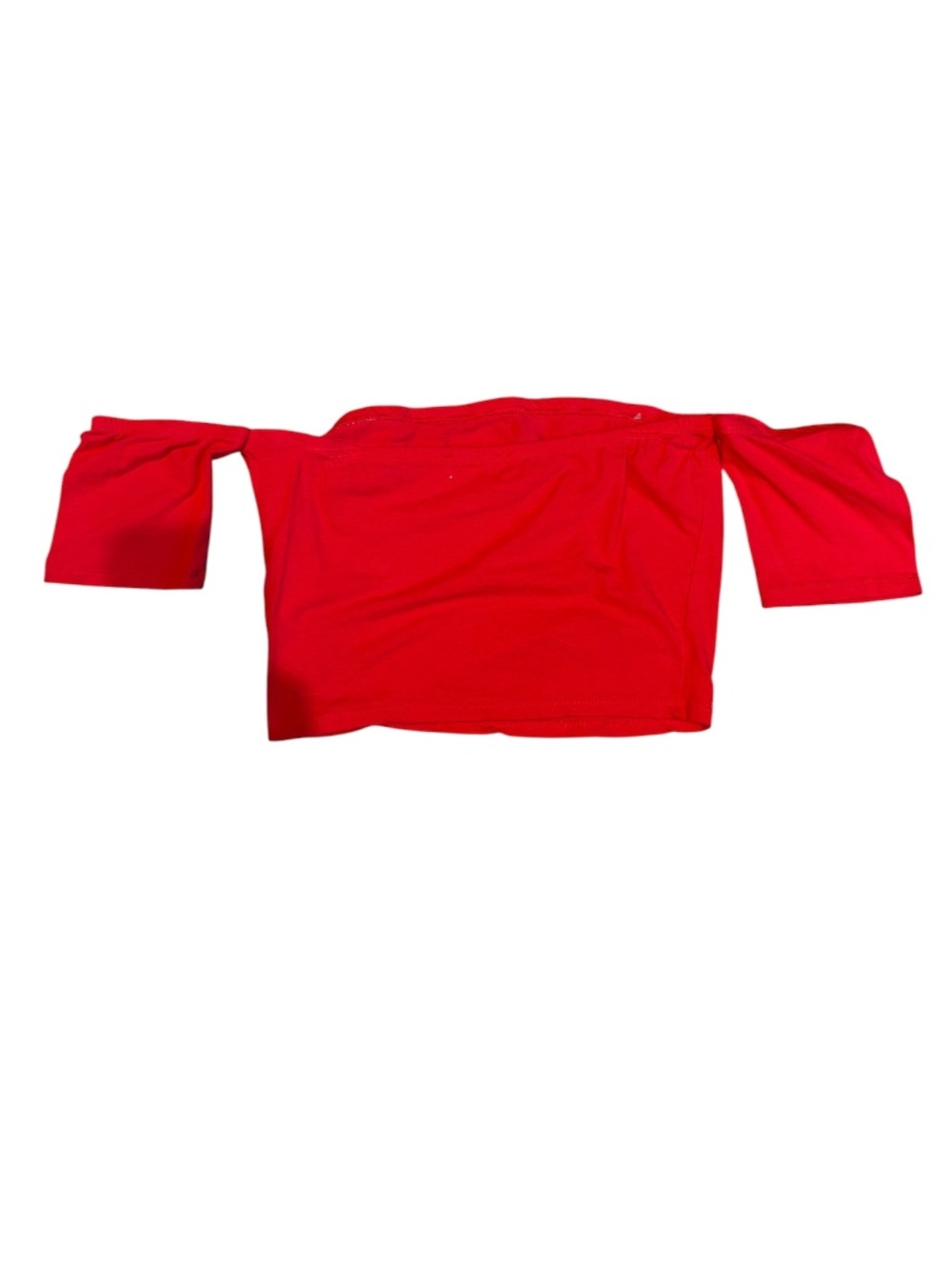 Red Off the Shoulder Crop Top with Sleeves | Size Medium